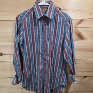 Robert Graham Embroidered Cotton Silk Polyester Shirt Size Small